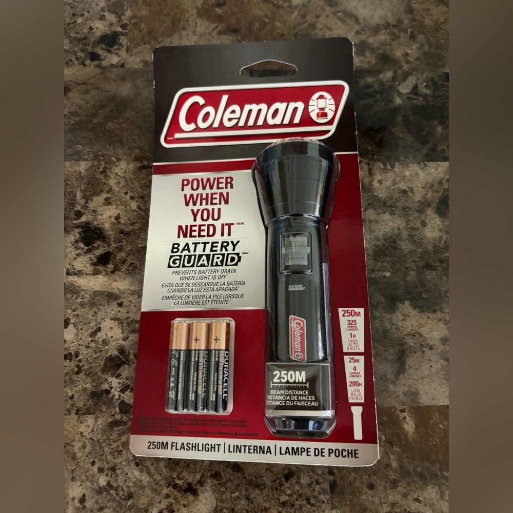 Coleman Flashlight 325 Lumens with Battery Guard Includes Batteries Camping New